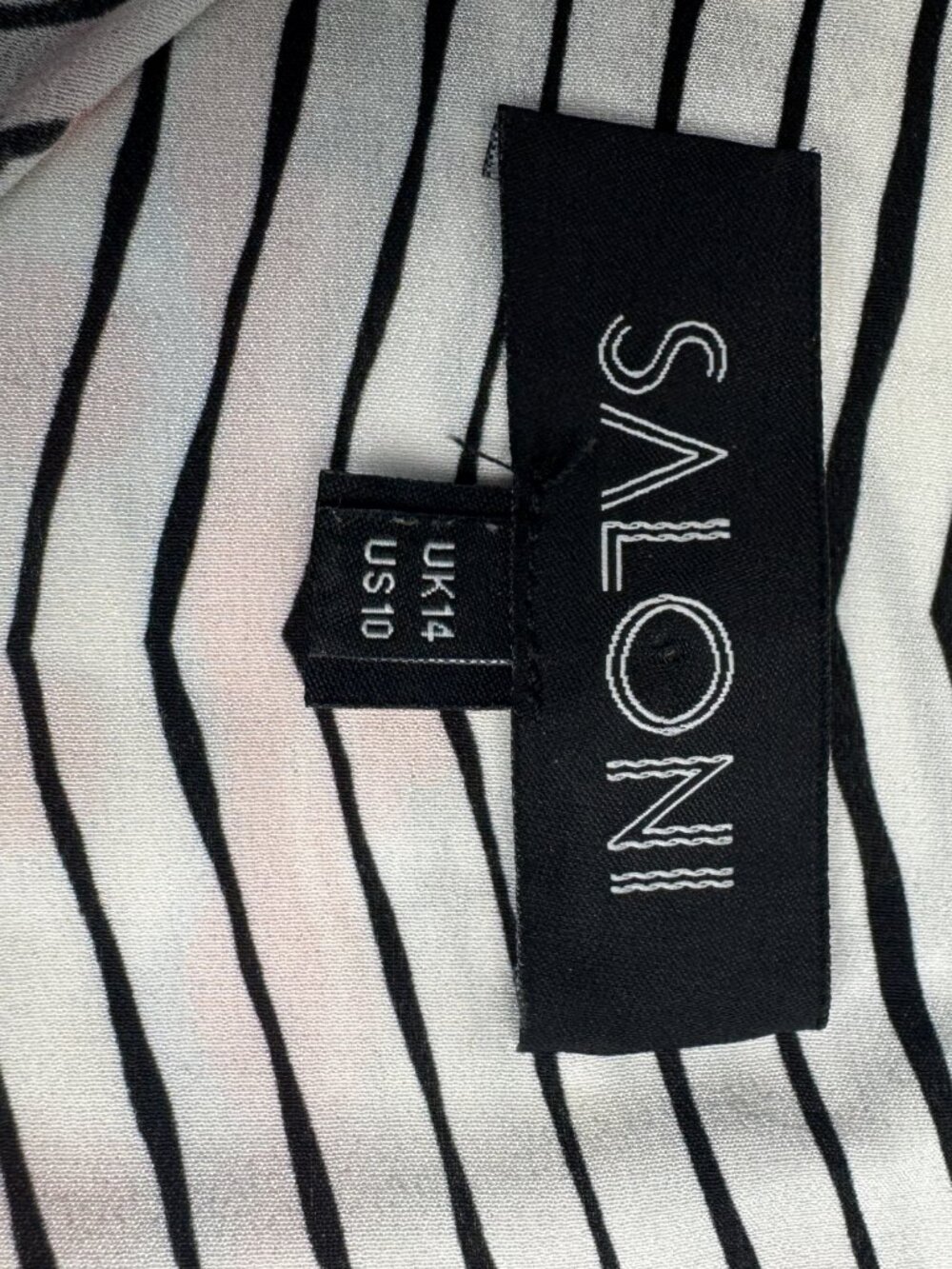 SALONI Silk Floral Button Front Knee Length Dress White, Black & Pink Sz 10 - Picture 13 of 16